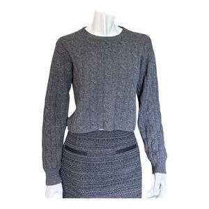 AG 100% Cashmere Cropped Cable Knit Sweater - Dark Gray (Size XS)